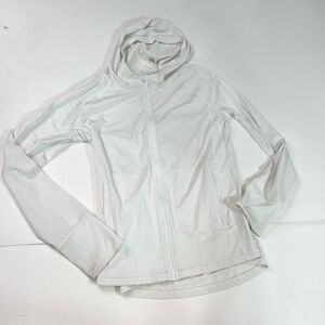 Athleta Jacket Womens L White Full-Zip Activewear Hooded Long-Sleeve